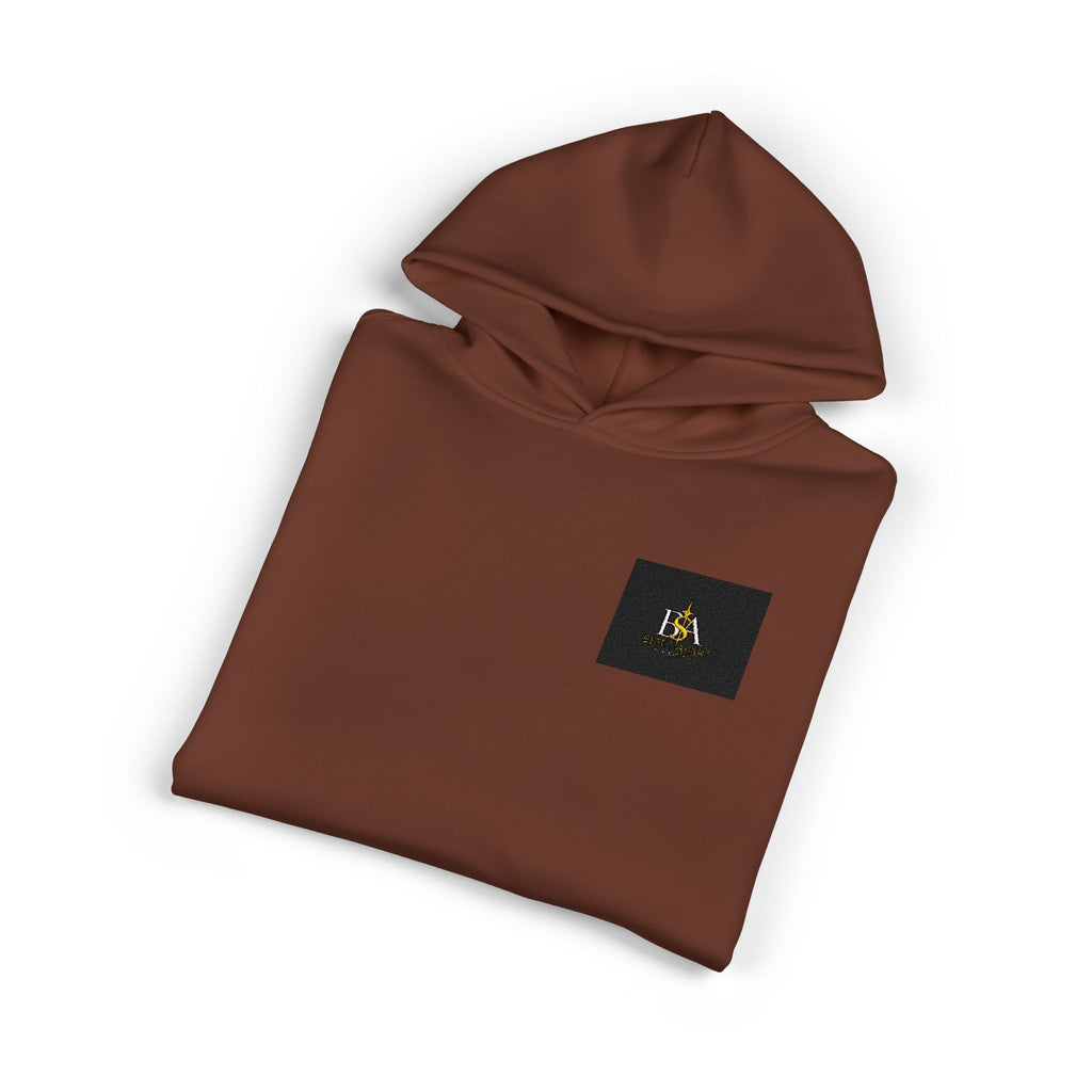 Relaxed Hoodie with Tiny Mountain Patch – Minimal Cozy Outdoor Graphic Hoodie