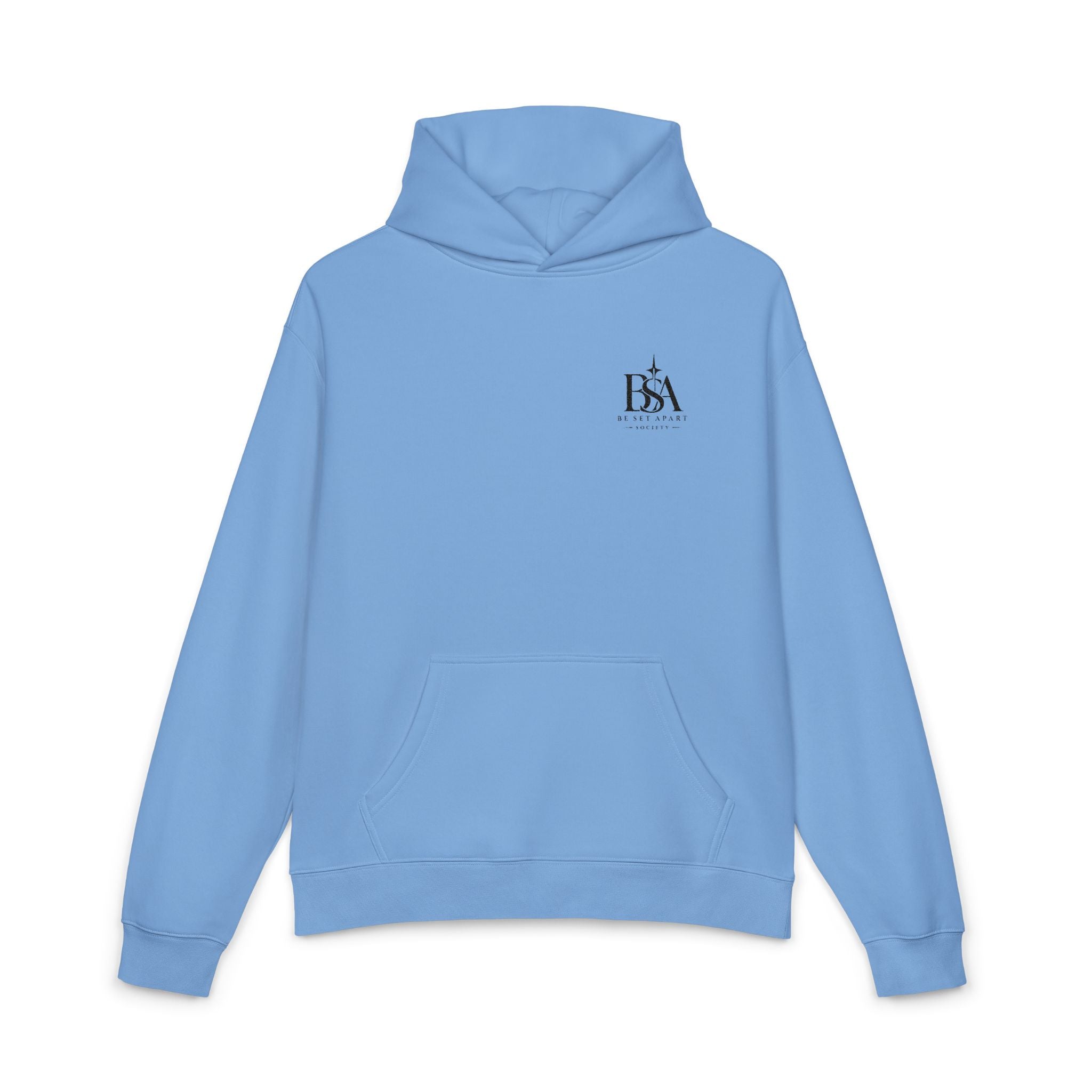 Relaxed Hoodie with Tiny Mountain Patch – Minimal Cozy Outdoor Graphic Hoodie