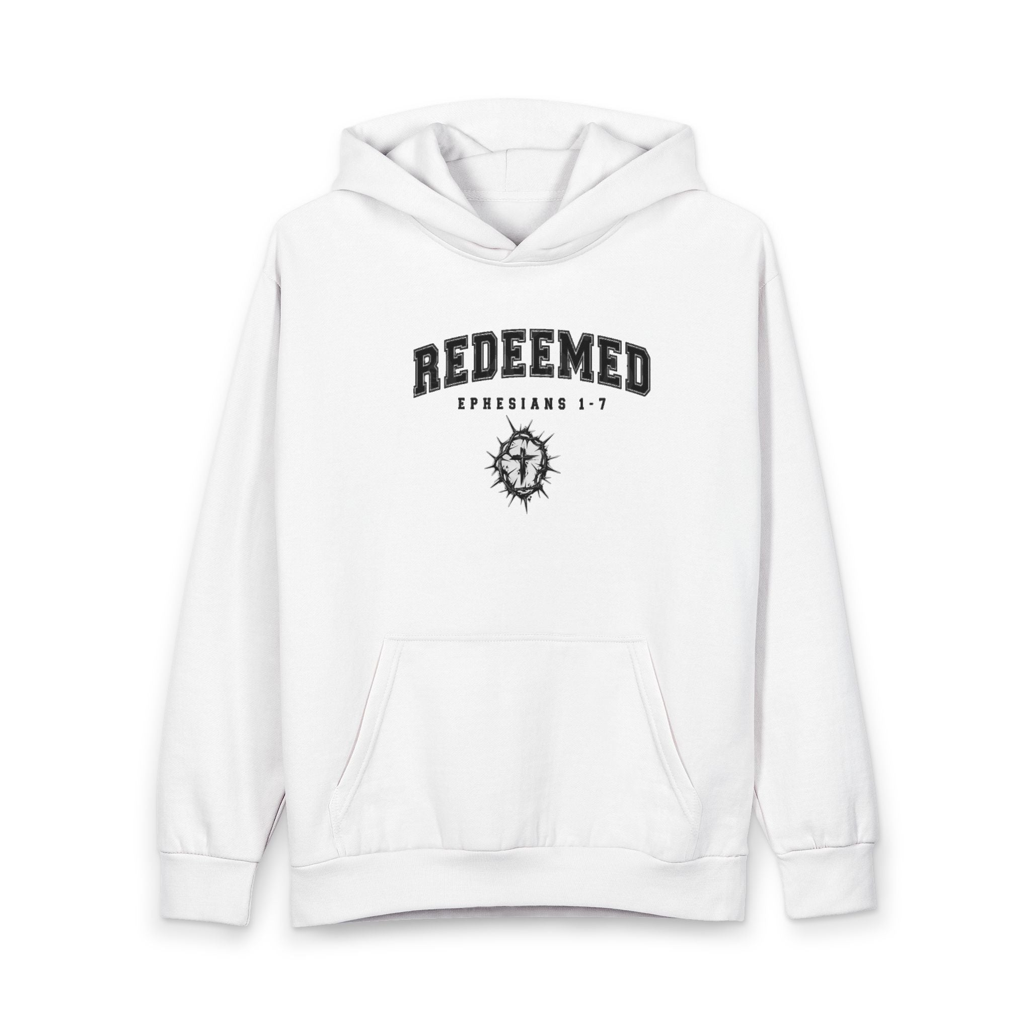 Redeemed Hoodie — Christian Scripture Pullover (Ephesians 1:7)