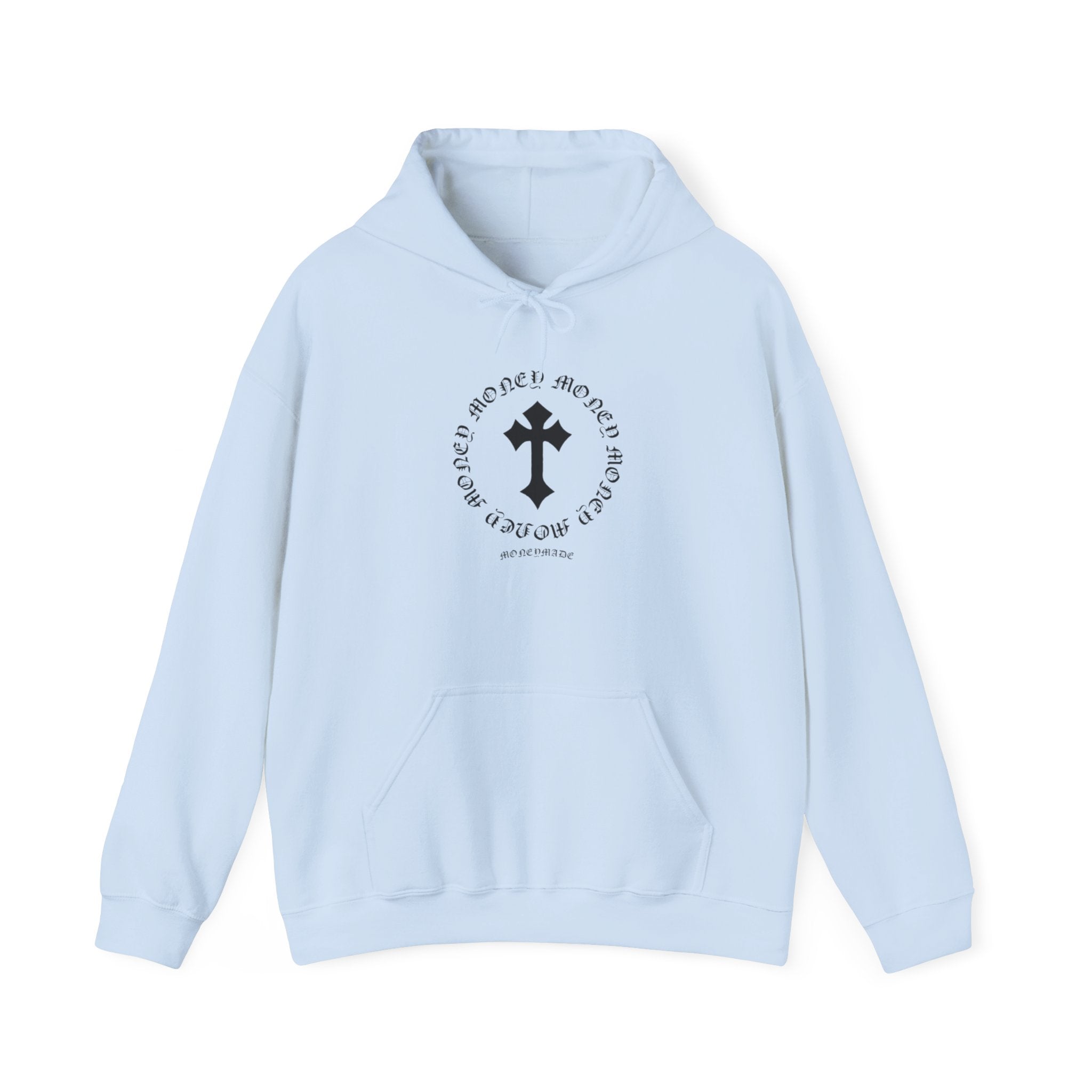 Jesus Cross Hoodie — Vintage Collegiate Faith Sweatshirt (Back: JESUS, Front Cross)