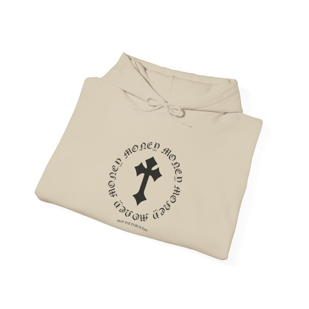 Jesus Cross Hoodie — Vintage Collegiate Faith Sweatshirt (Back: JESUS, Front Cross)