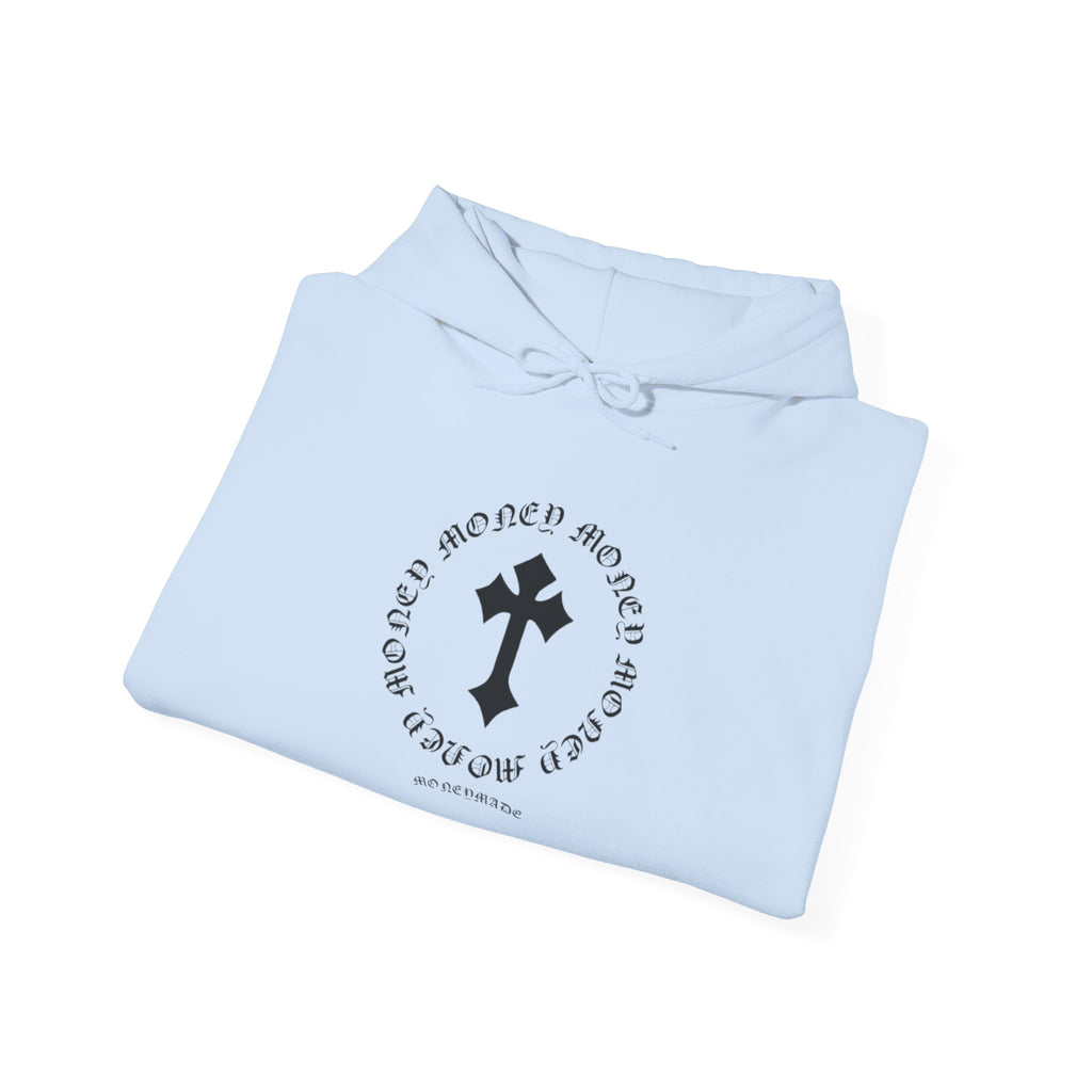 Jesus Cross Hoodie — Vintage Collegiate Faith Sweatshirt (Back: JESUS, Front Cross)