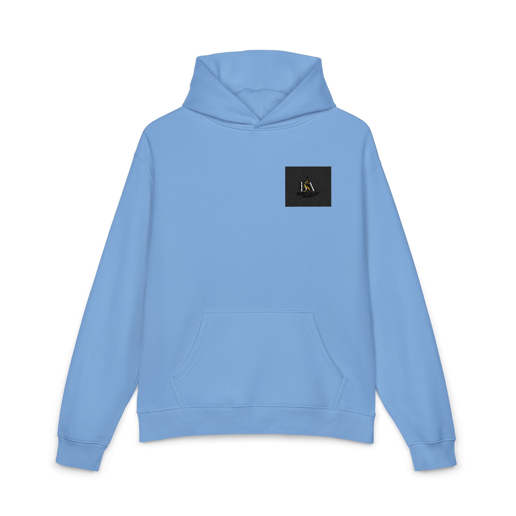 Relaxed Hoodie with Tiny Mountain Patch – Minimal Cozy Outdoor Graphic Hoodie