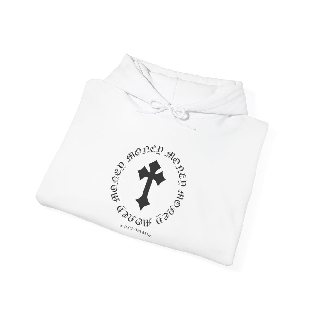 Jesus Cross Hoodie — Vintage Collegiate Faith Sweatshirt (Back: JESUS, Front Cross)