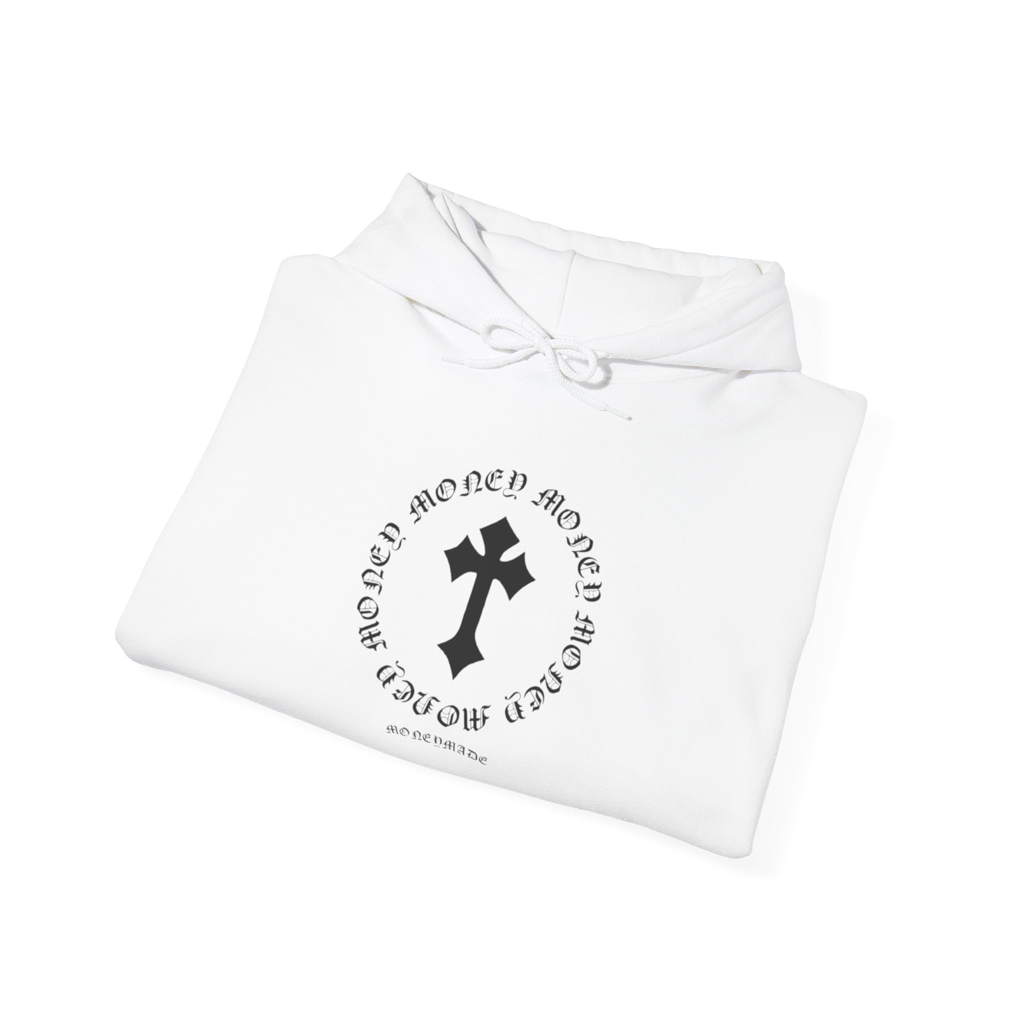 Jesus Cross Hoodie — Vintage Collegiate Faith Sweatshirt (Back: JESUS, Front Cross)