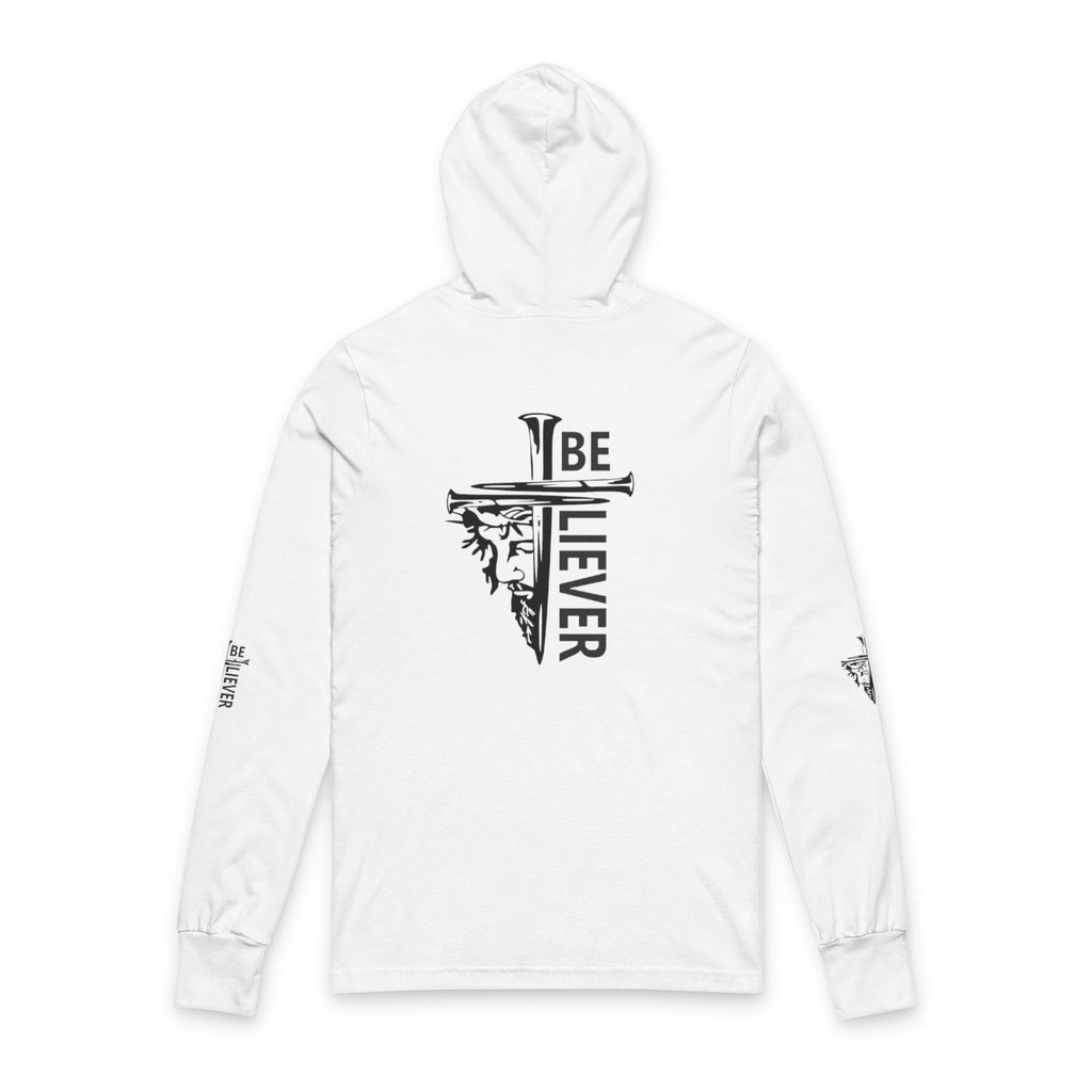 Faith Over Fear Hooded Long Sleeve Tee — "Believer" Back Graphic