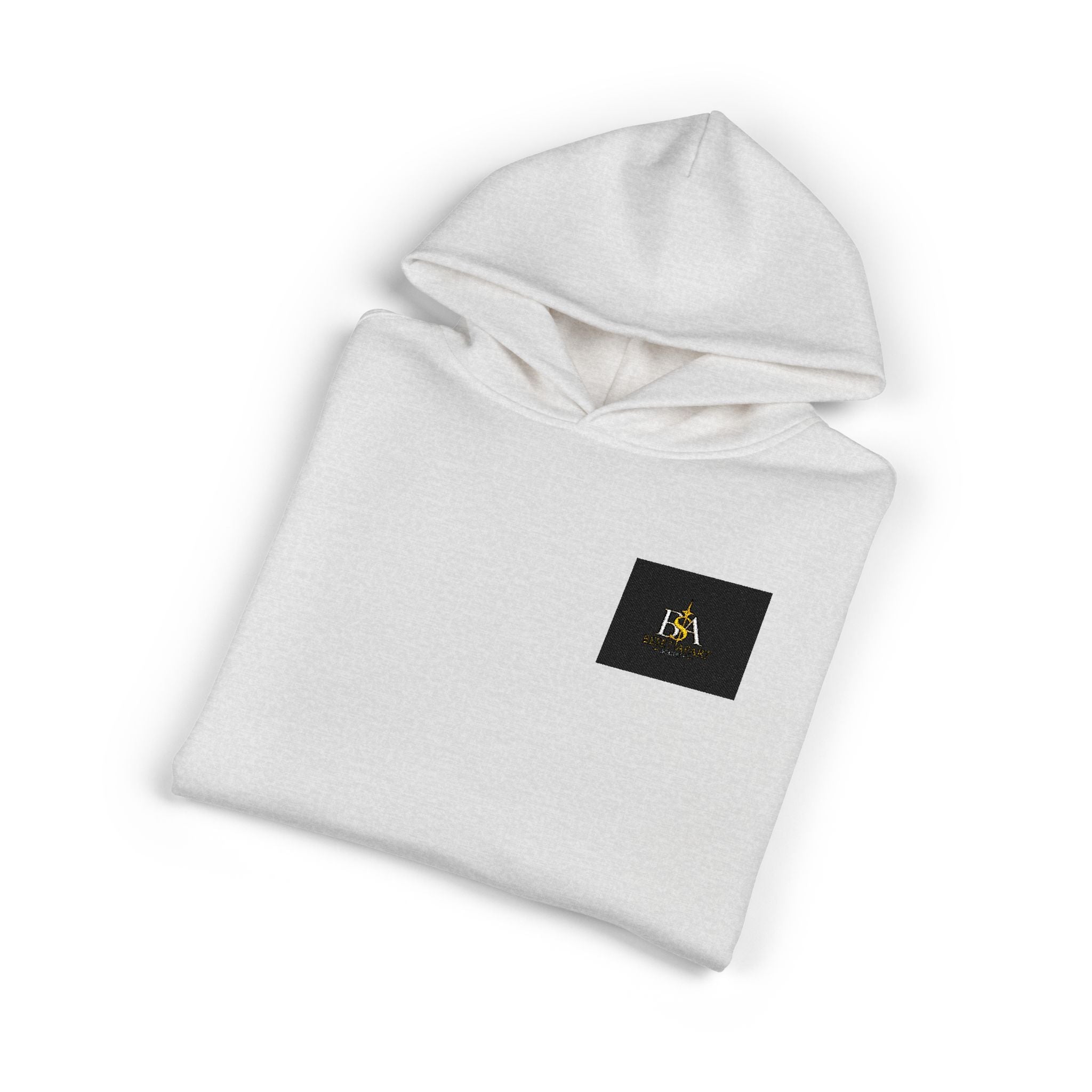 Relaxed Hoodie with Tiny Mountain Patch – Minimal Cozy Outdoor Graphic Hoodie