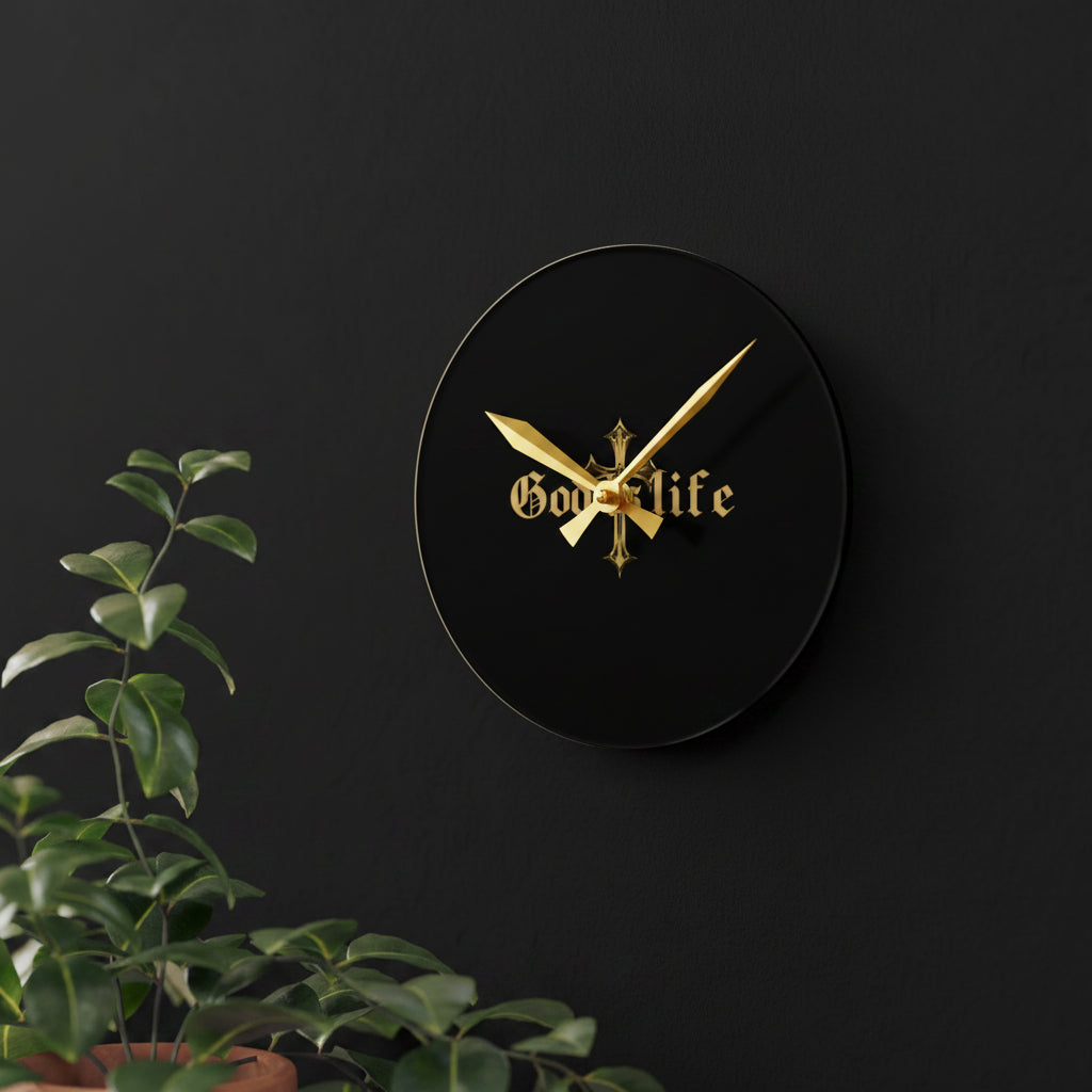 God Is Life Acrylic Wall Clock — Religious Cross Wall Clock for Christian Home Décor