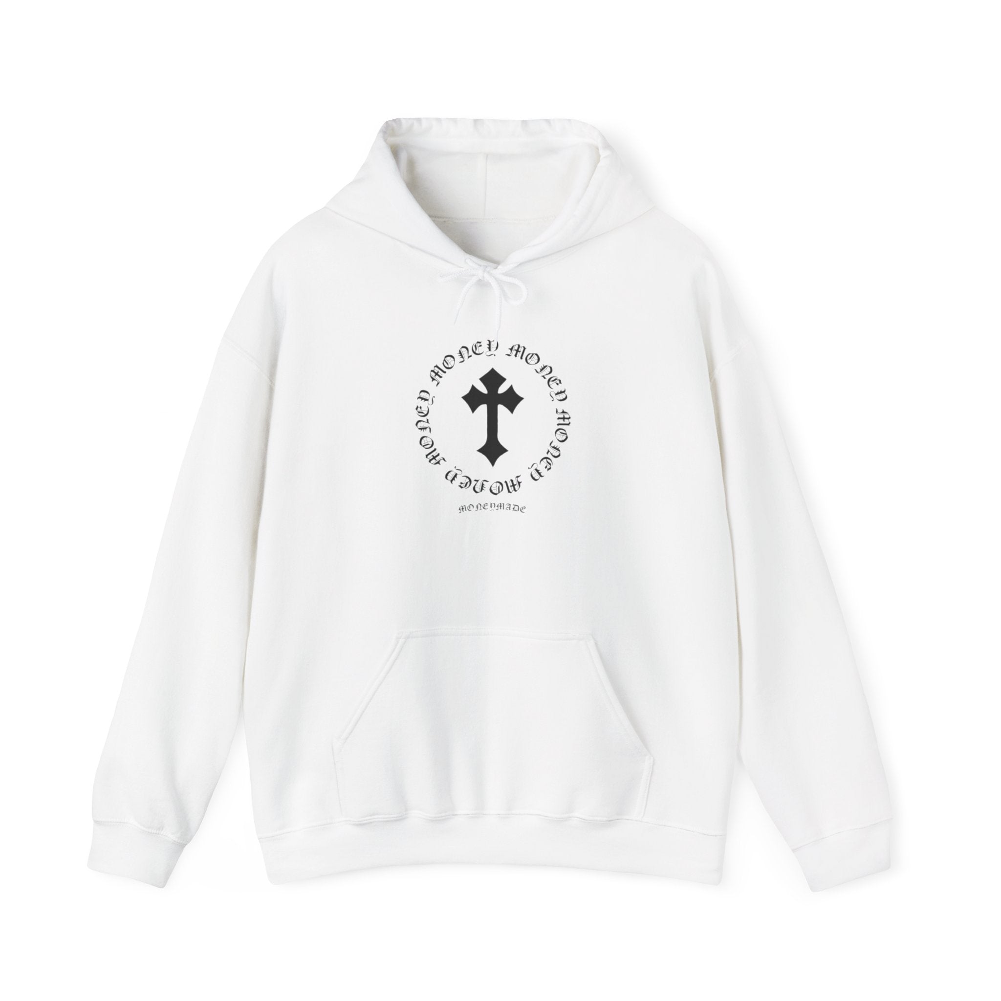 Jesus Cross Hoodie — Vintage Collegiate Faith Sweatshirt (Back: JESUS, Front Cross)