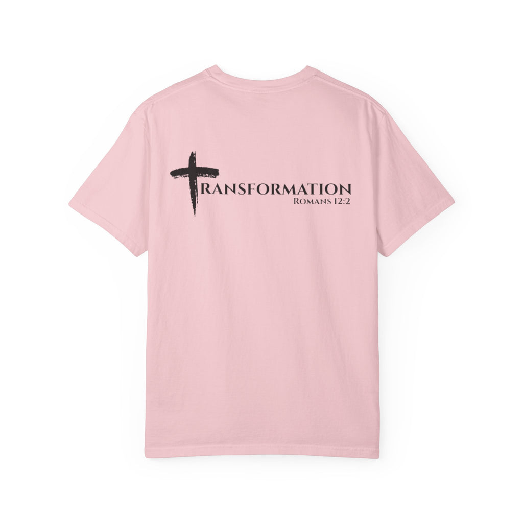 Transformation Cross T-Shirt — Christian Faith Scripture Tee (Romans 12:2)