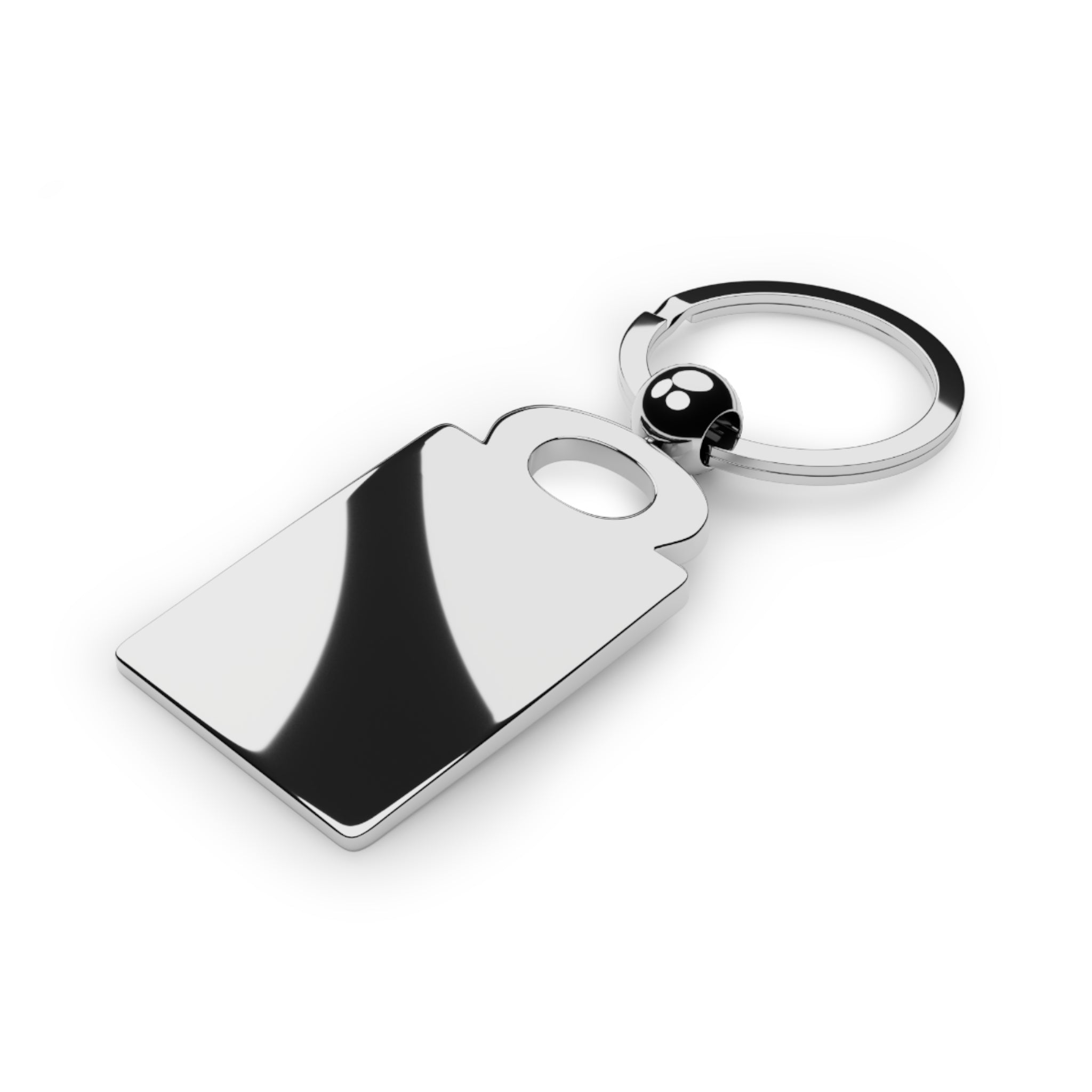 Engraved Rectangle Photo Keyring — Customizable Silver Keychain with Emerald Inset