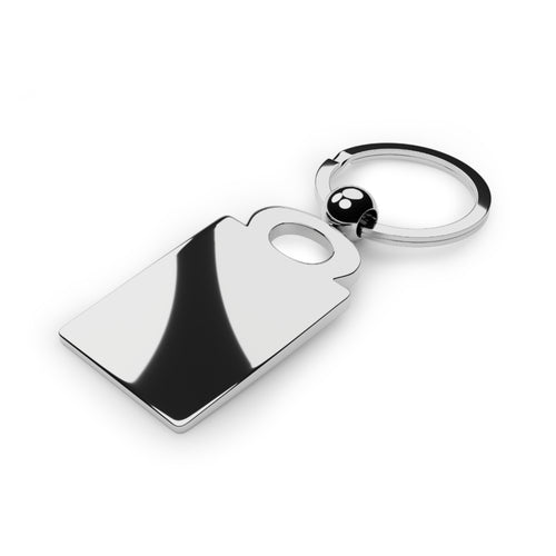 Engraved Rectangle Photo Keyring — Customizable Silver Keychain with Emerald Inset