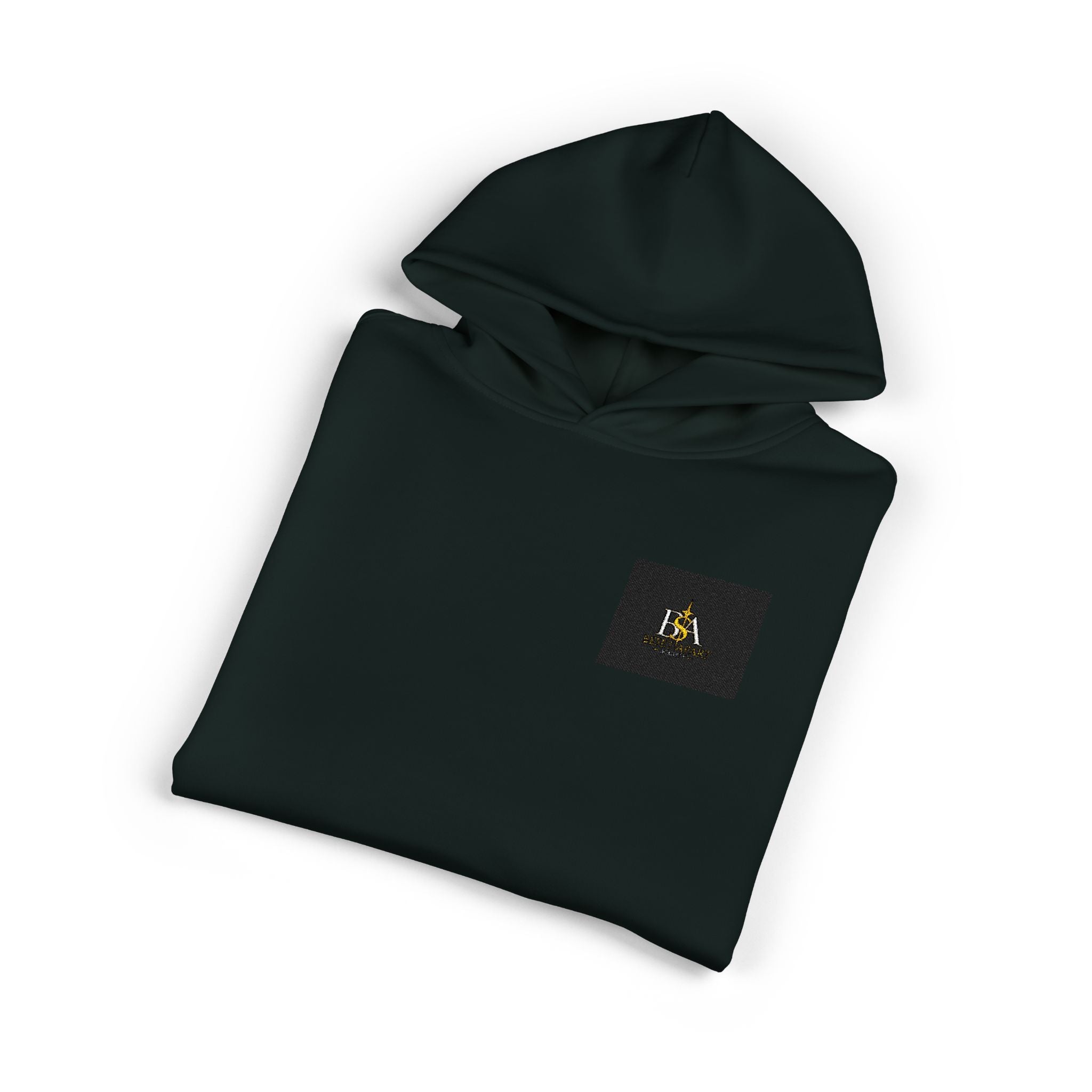 Relaxed Hoodie with Tiny Mountain Patch – Minimal Cozy Outdoor Graphic Hoodie