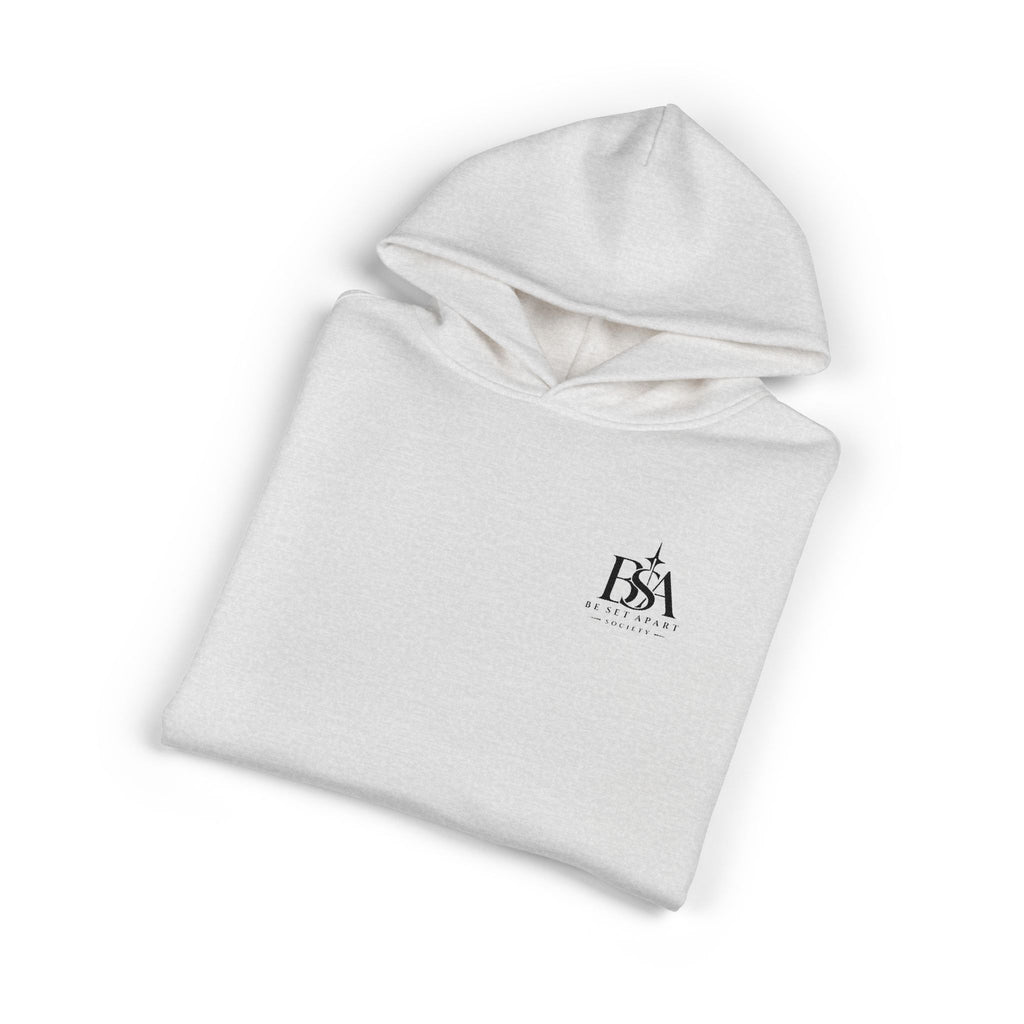 Relaxed Hoodie with Tiny Mountain Patch – Minimal Cozy Outdoor Graphic Hoodie