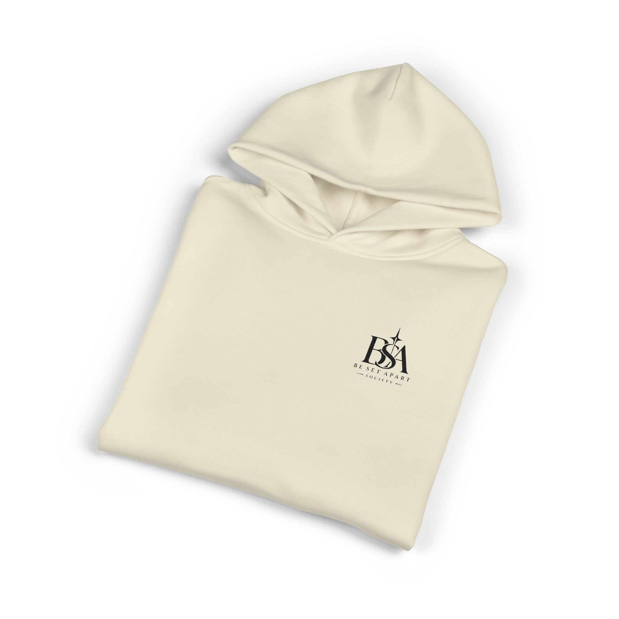 Relaxed Hoodie with Tiny Mountain Patch – Minimal Cozy Outdoor Graphic Hoodie