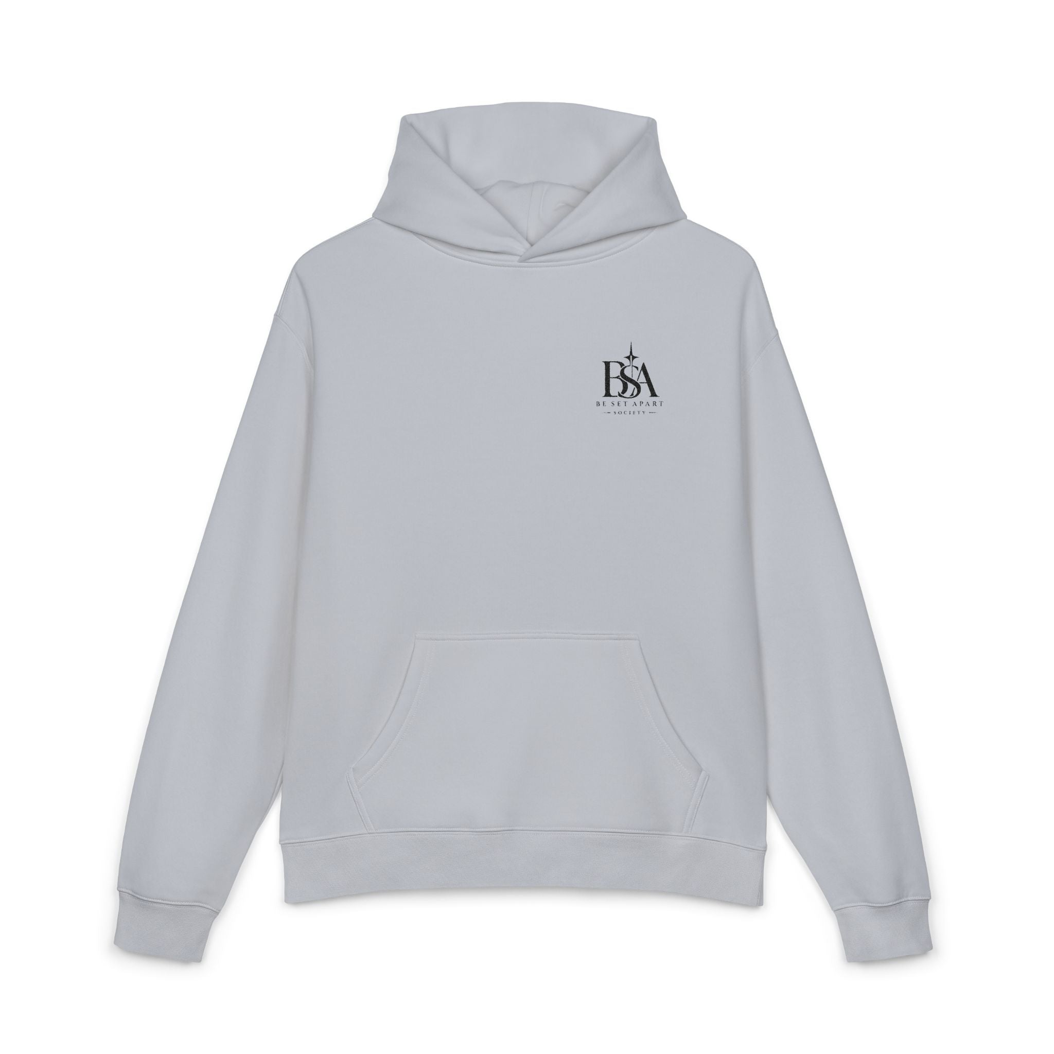 Relaxed Hoodie with Tiny Mountain Patch – Minimal Cozy Outdoor Graphic Hoodie