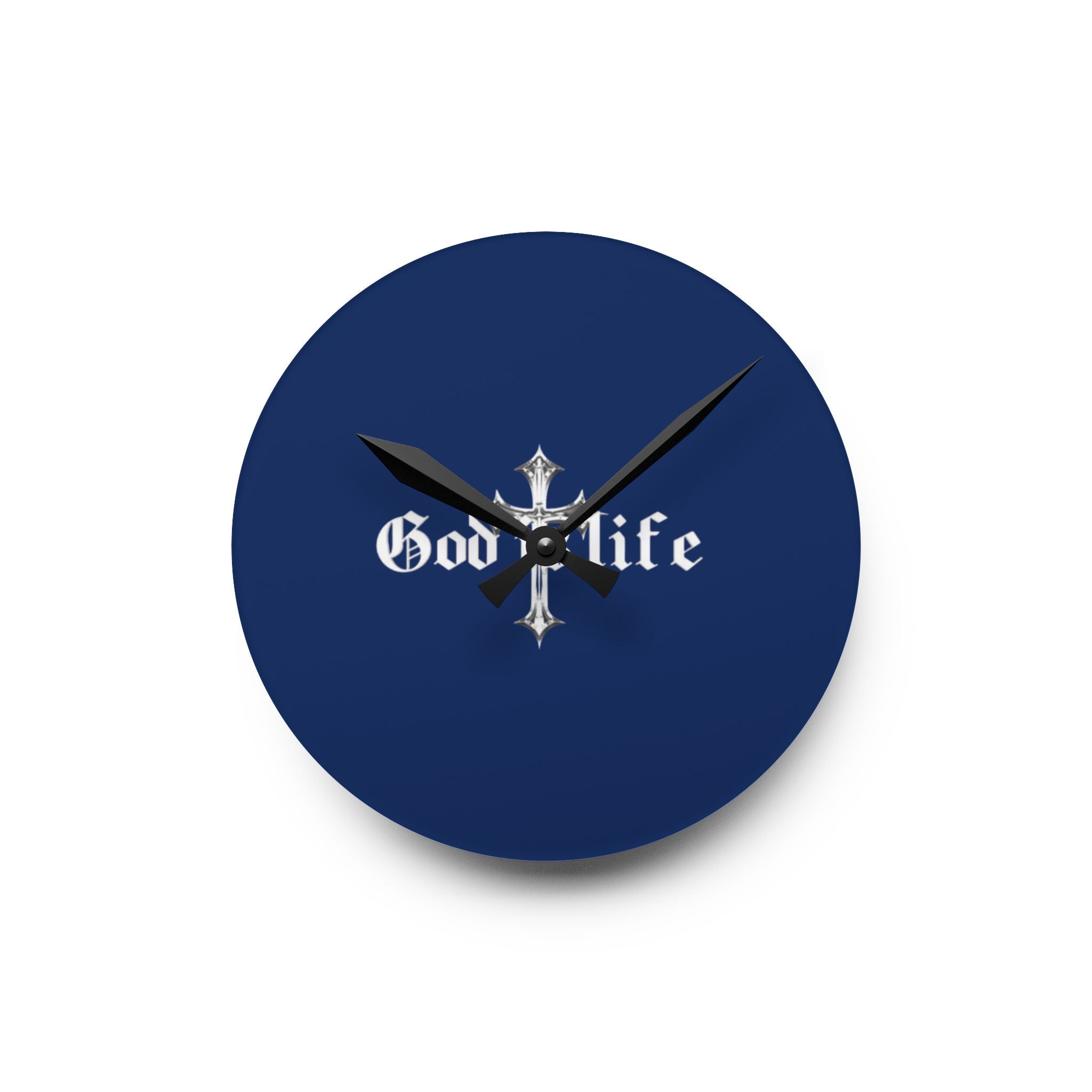 God Is Life Acrylic Wall Clock — Religious Cross Wall Clock for Christian Home Décor