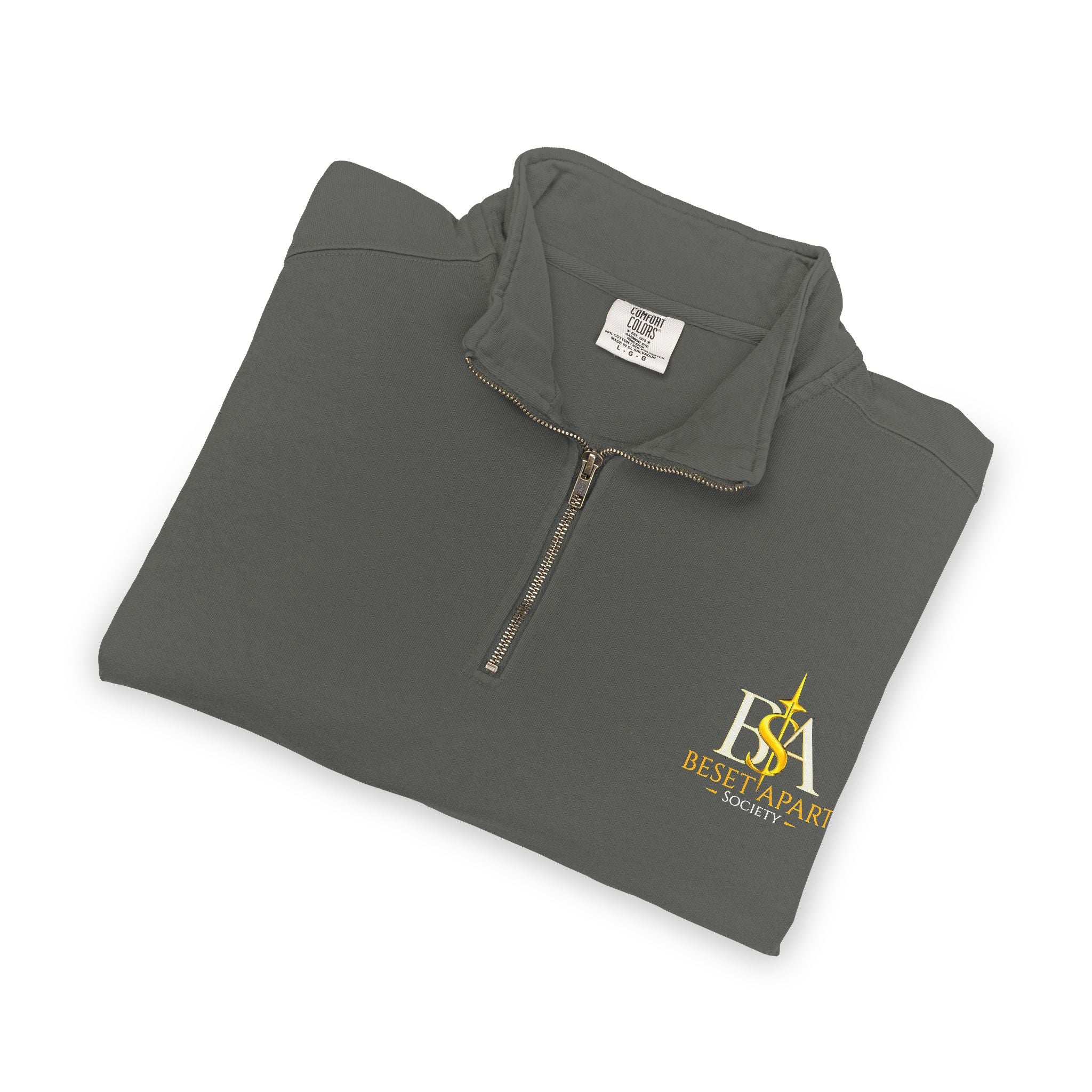 Quarter-Zip Sweatshirt — Rustic Faith 'Trust' Design with Crosses (Embroidered Chest Logo)