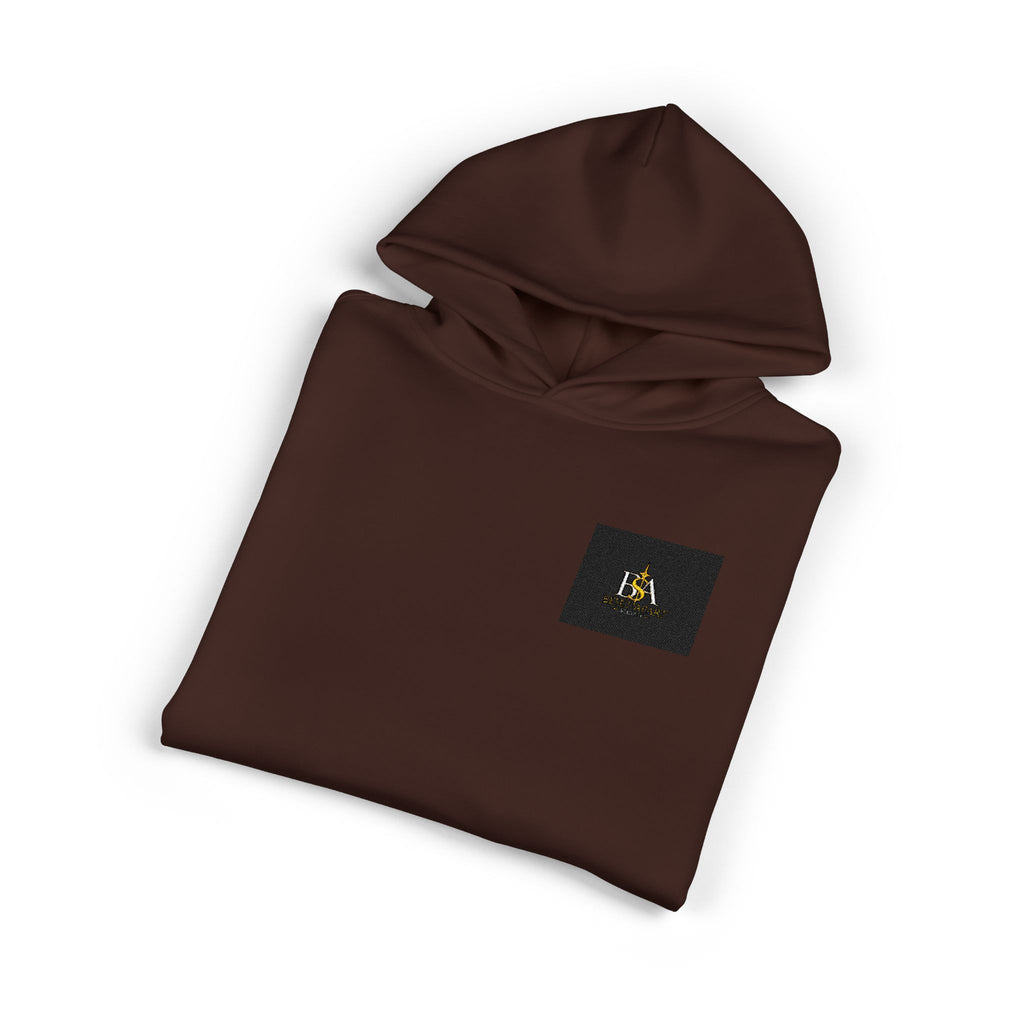 Relaxed Hoodie with Tiny Mountain Patch – Minimal Cozy Outdoor Graphic Hoodie