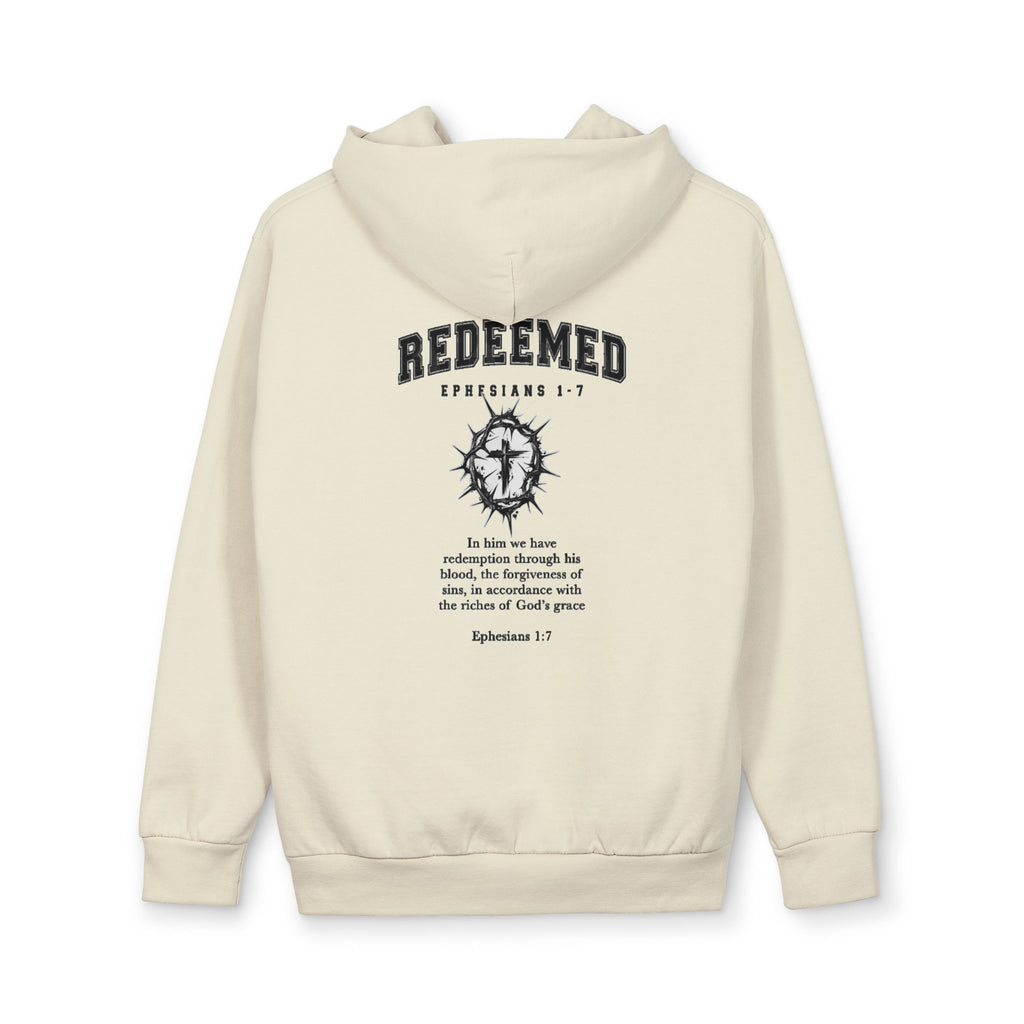 Redeemed Hoodie — Christian Scripture Pullover (Ephesians 1:7)
