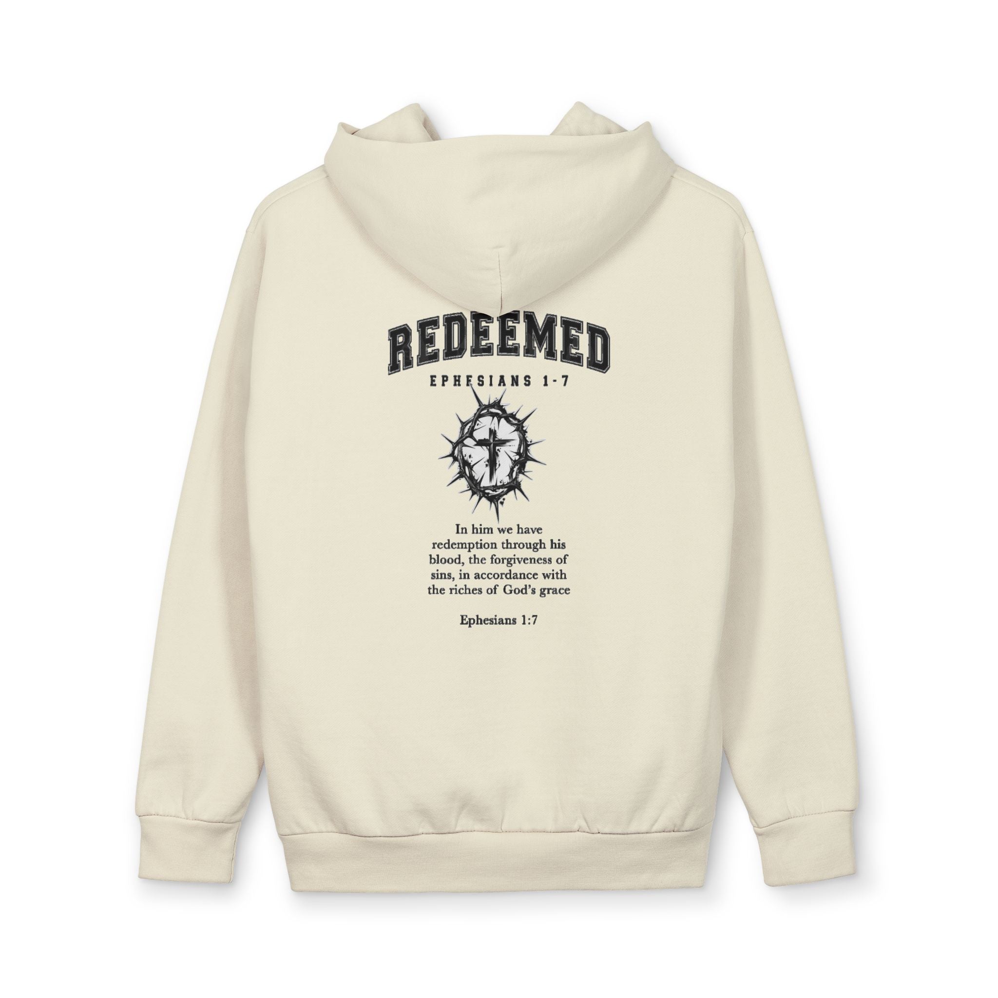 Redeemed Hoodie — Christian Scripture Pullover (Ephesians 1:7)