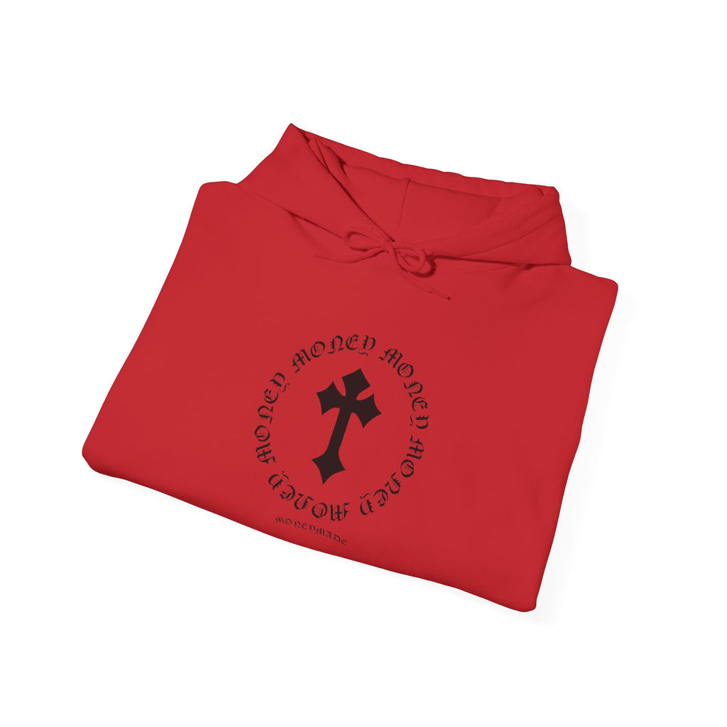 Jesus Cross Hoodie — Vintage Collegiate Faith Sweatshirt (Back: JESUS, Front Cross)