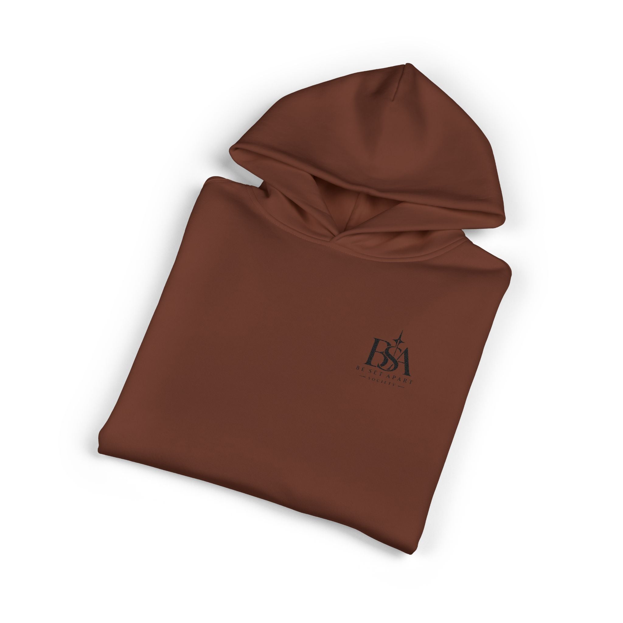 Relaxed Hoodie with Tiny Mountain Patch – Minimal Cozy Outdoor Graphic Hoodie