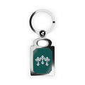 Engraved Rectangle Photo Keyring — Customizable Silver Keychain with Emerald Inset