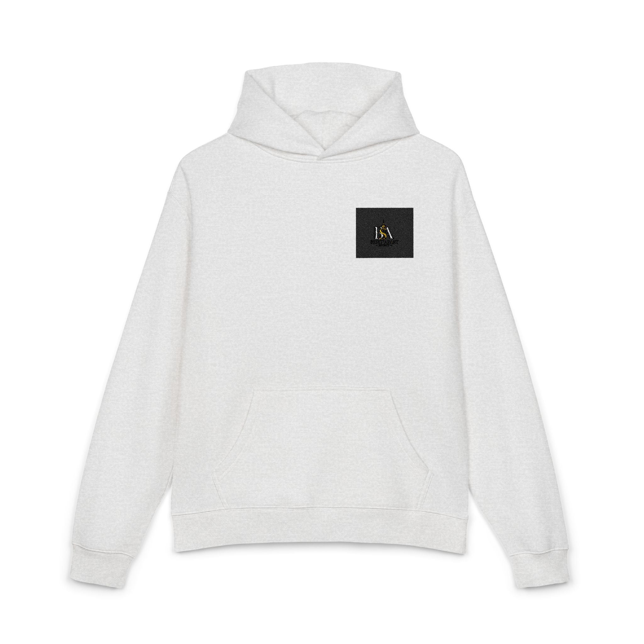 Relaxed Hoodie with Tiny Mountain Patch – Minimal Cozy Outdoor Graphic Hoodie