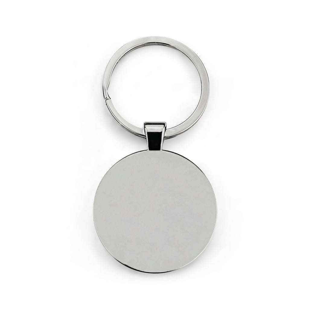 Ricche Gothic Round Stainless Steel Keychain — Metal Monogram Keyring