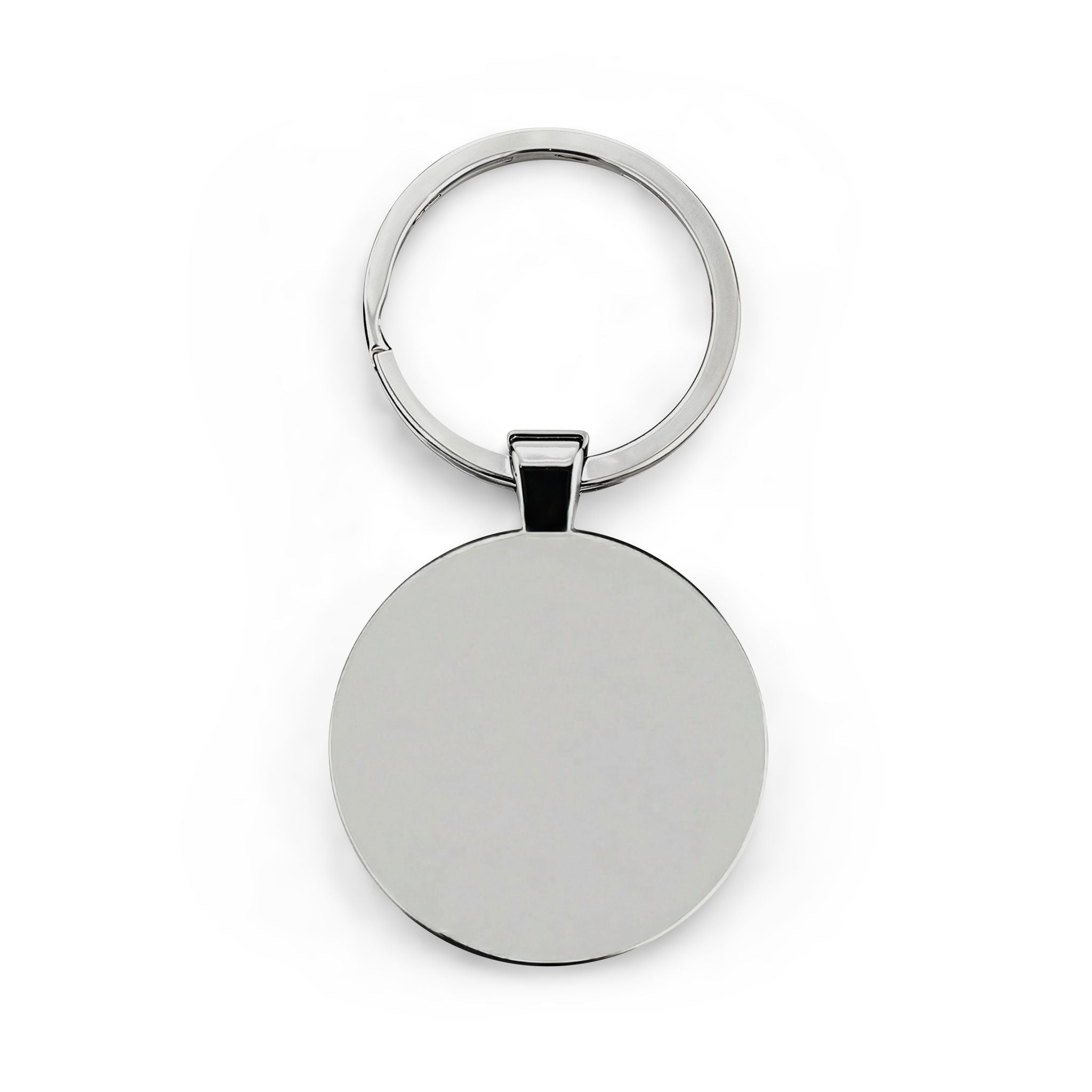 Ricche Gothic Round Stainless Steel Keychain — Metal Monogram Keyring