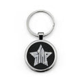 Ricche Gothic Round Stainless Steel Keychain — Metal Monogram Keyring