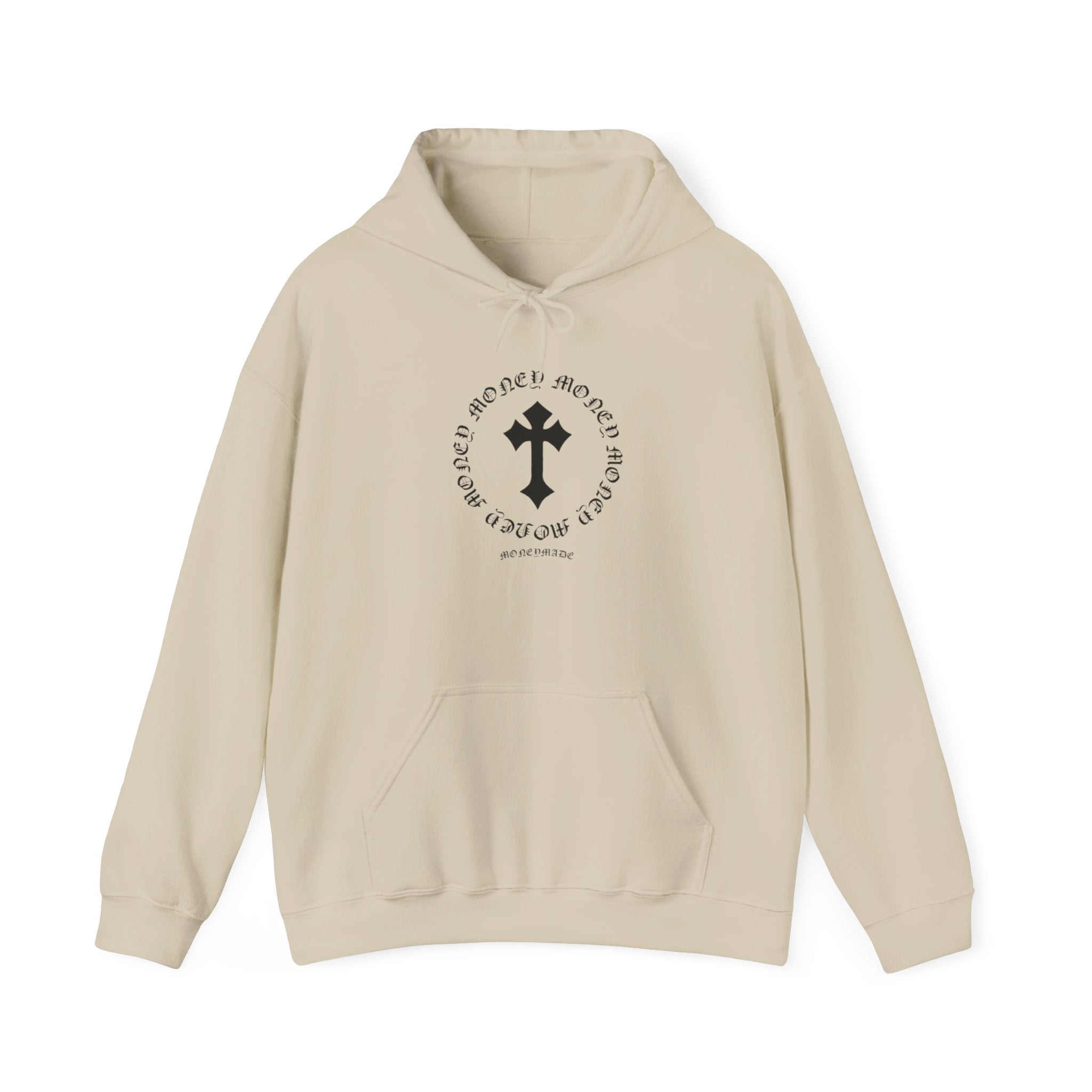 Jesus Cross Hoodie — Vintage Collegiate Faith Sweatshirt (Back: JESUS, Front Cross)