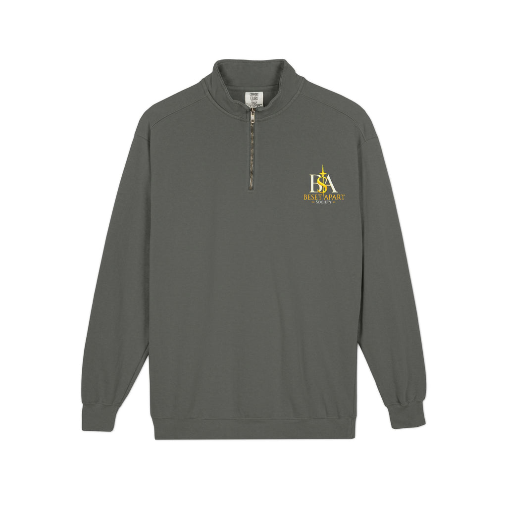 Quarter-Zip Sweatshirt — Rustic Faith 'Trust' Design with Crosses (Embroidered Chest Logo)