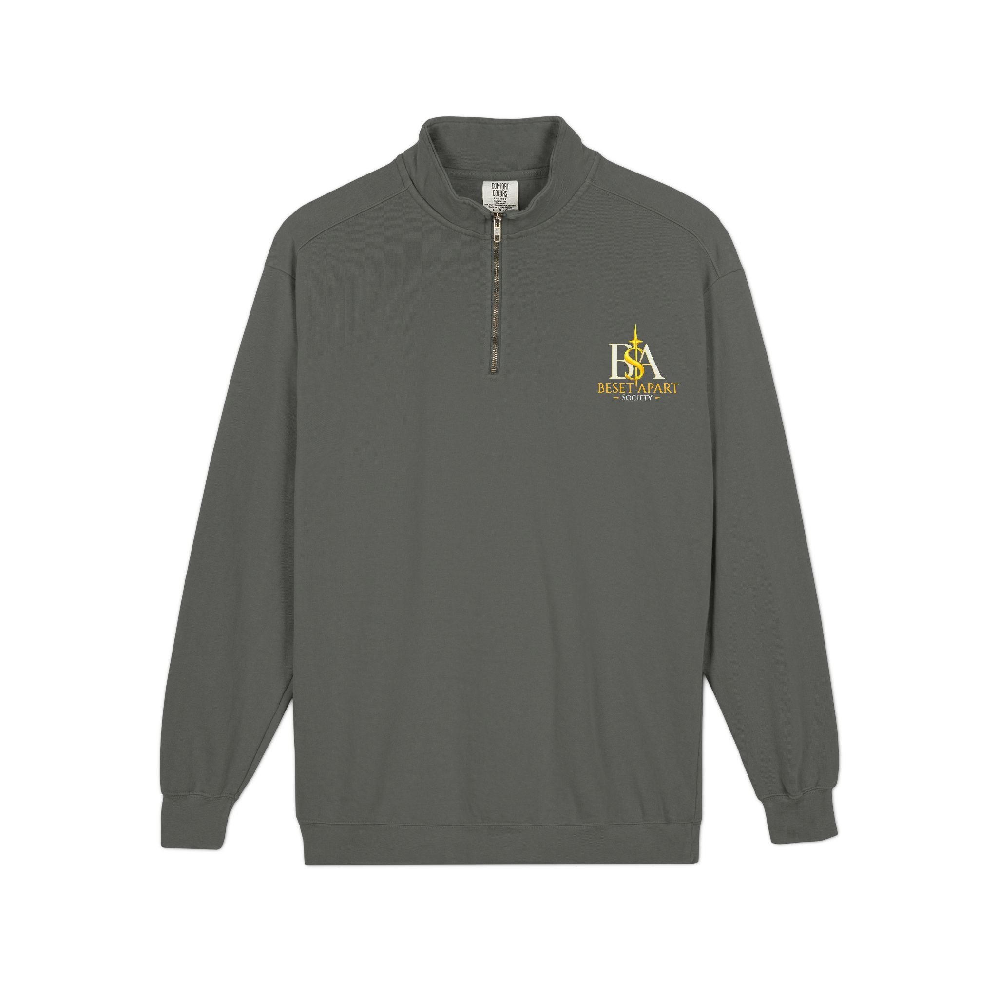 Quarter-Zip Sweatshirt — Rustic Faith 'Trust' Design with Crosses (Embroidered Chest Logo)