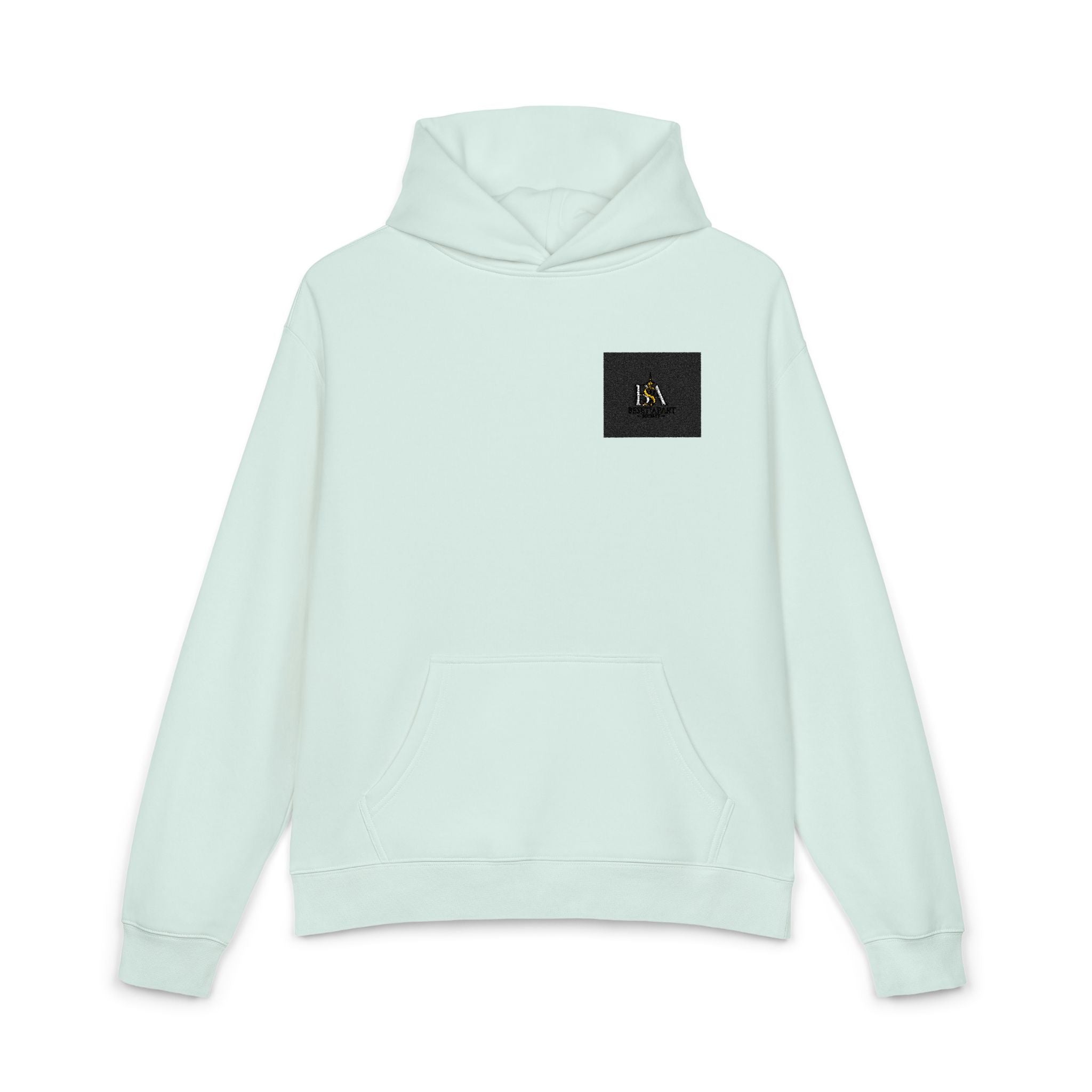 Relaxed Hoodie with Tiny Mountain Patch – Minimal Cozy Outdoor Graphic Hoodie