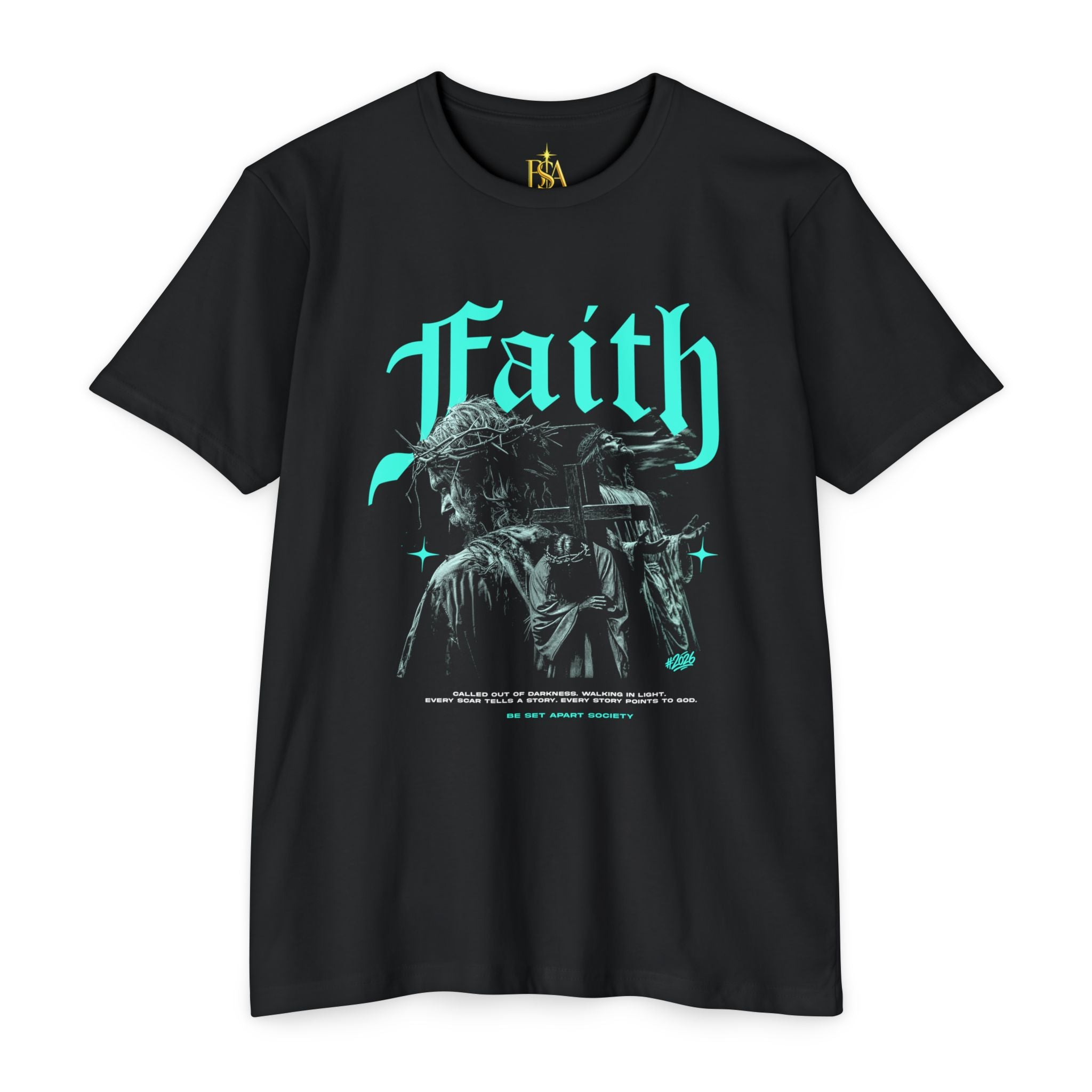 Faith Graphic T-Shirt — Retro Gothic Jesus Design